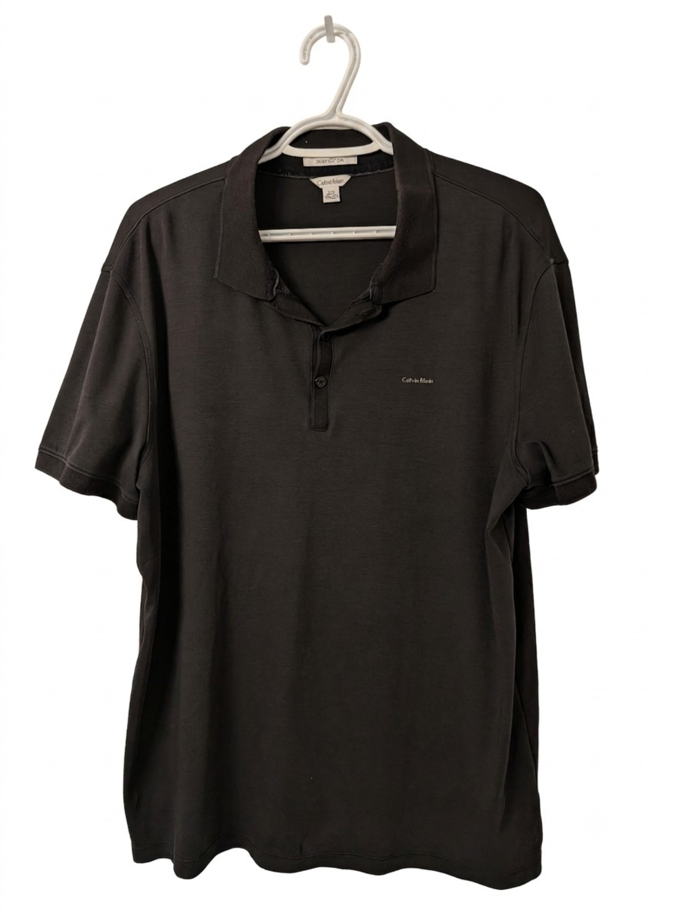 Calvin Klein – Liquid Cotton Polo Shirt (Mens Large) Short Sleeve Minimalist ⚫